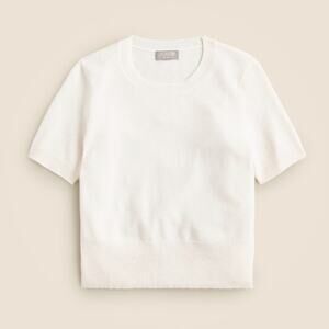 NEW J.Crew Cashmere Shrunken Tee Shirt Short Sleeve Sweater Cropped Ivory M